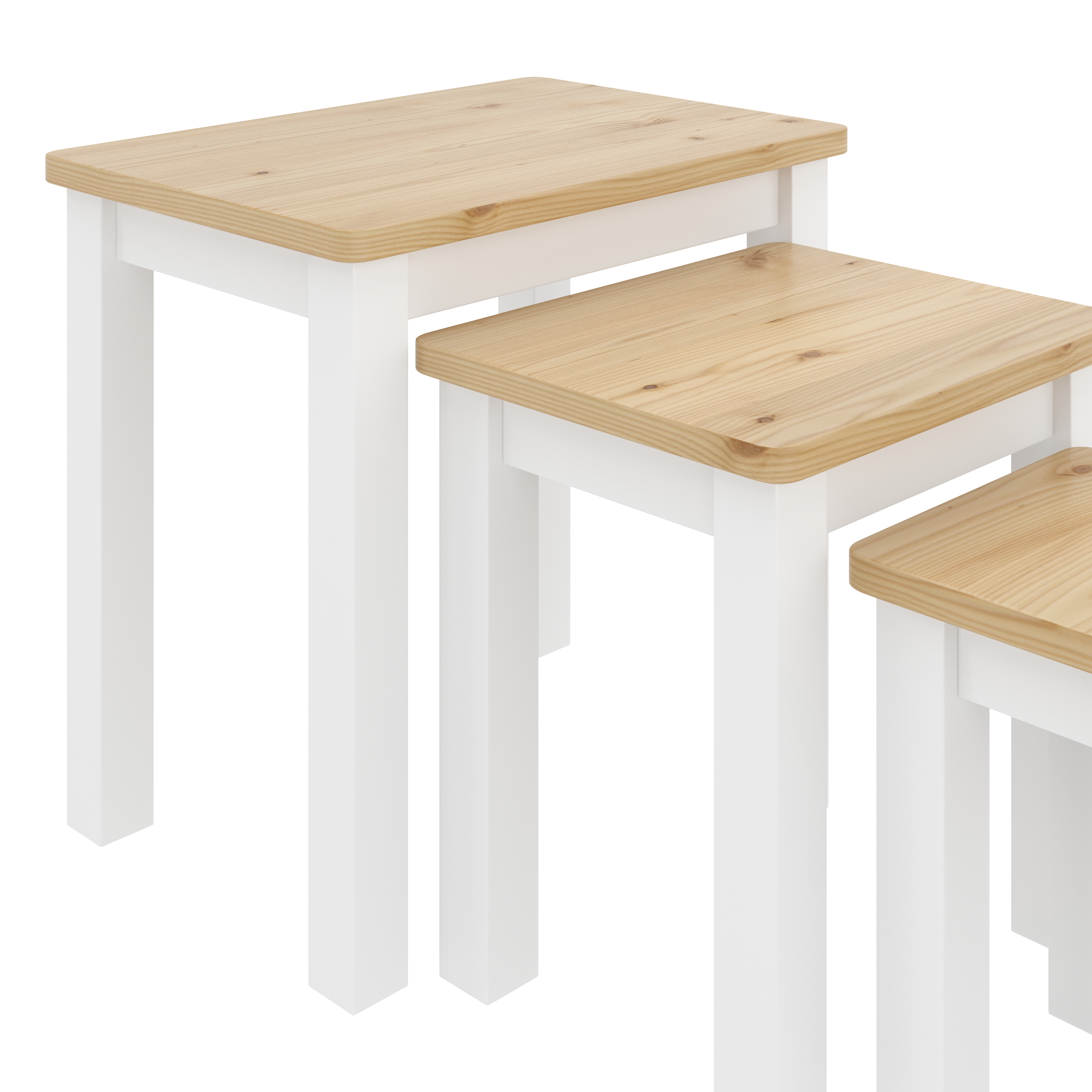 Beistelltisch Holz LUIGI 3-teilig natur/weiss