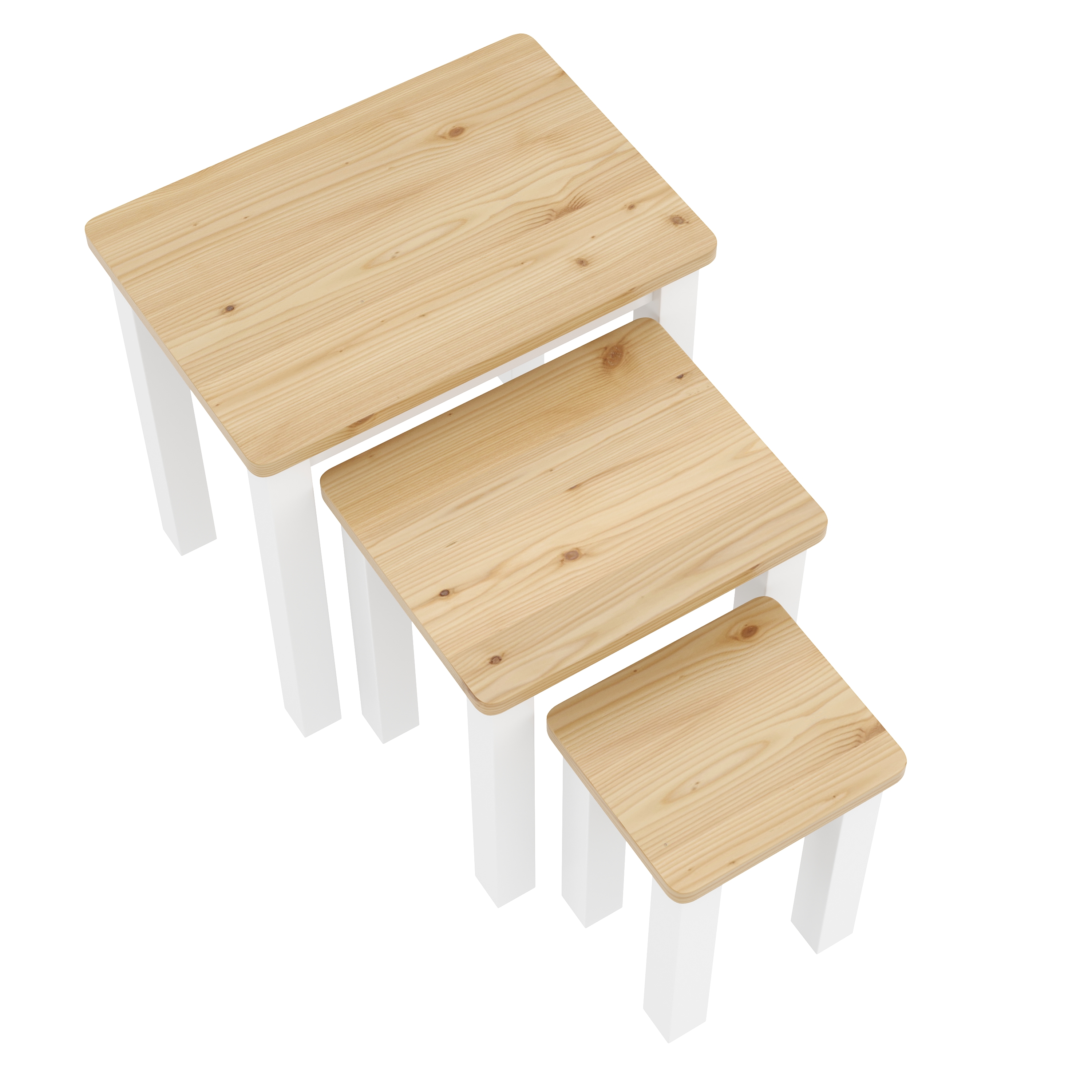 Beistelltisch Holz LUIGI 3-teilig natur/weiss