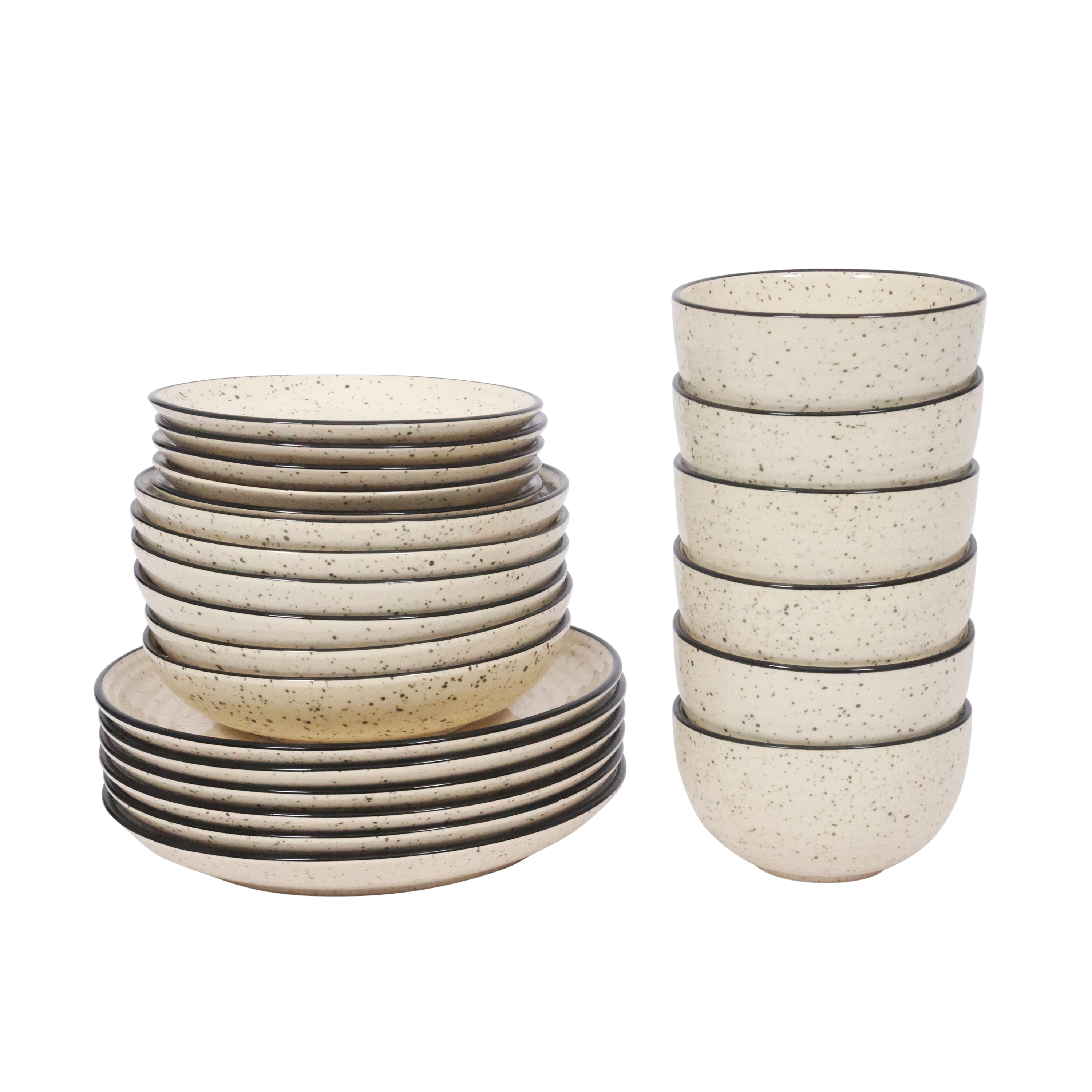 Geschirr-Set Steingut 24-teilig beige