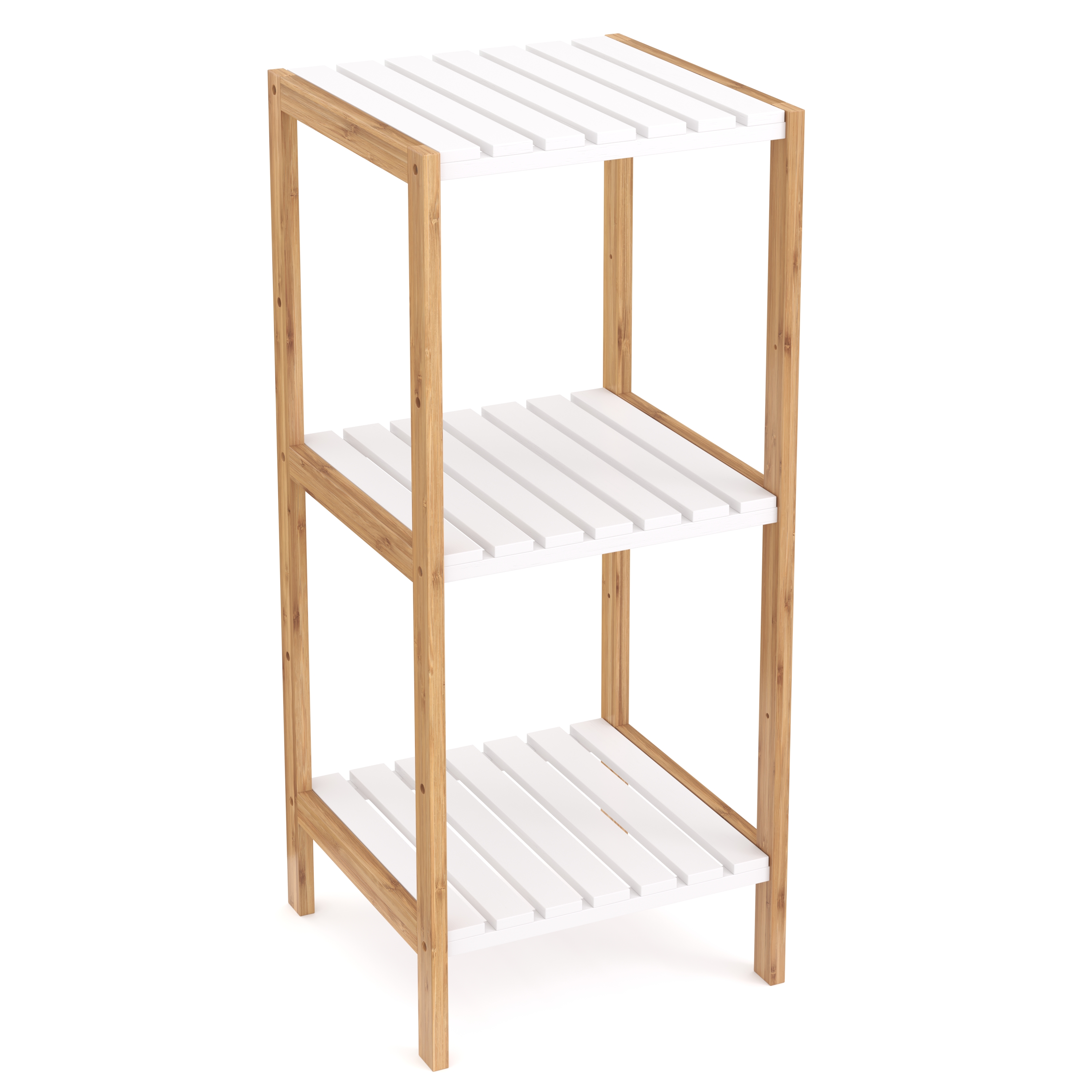 Regal Bambus 34 x 33 x 80 cm weiss/natur