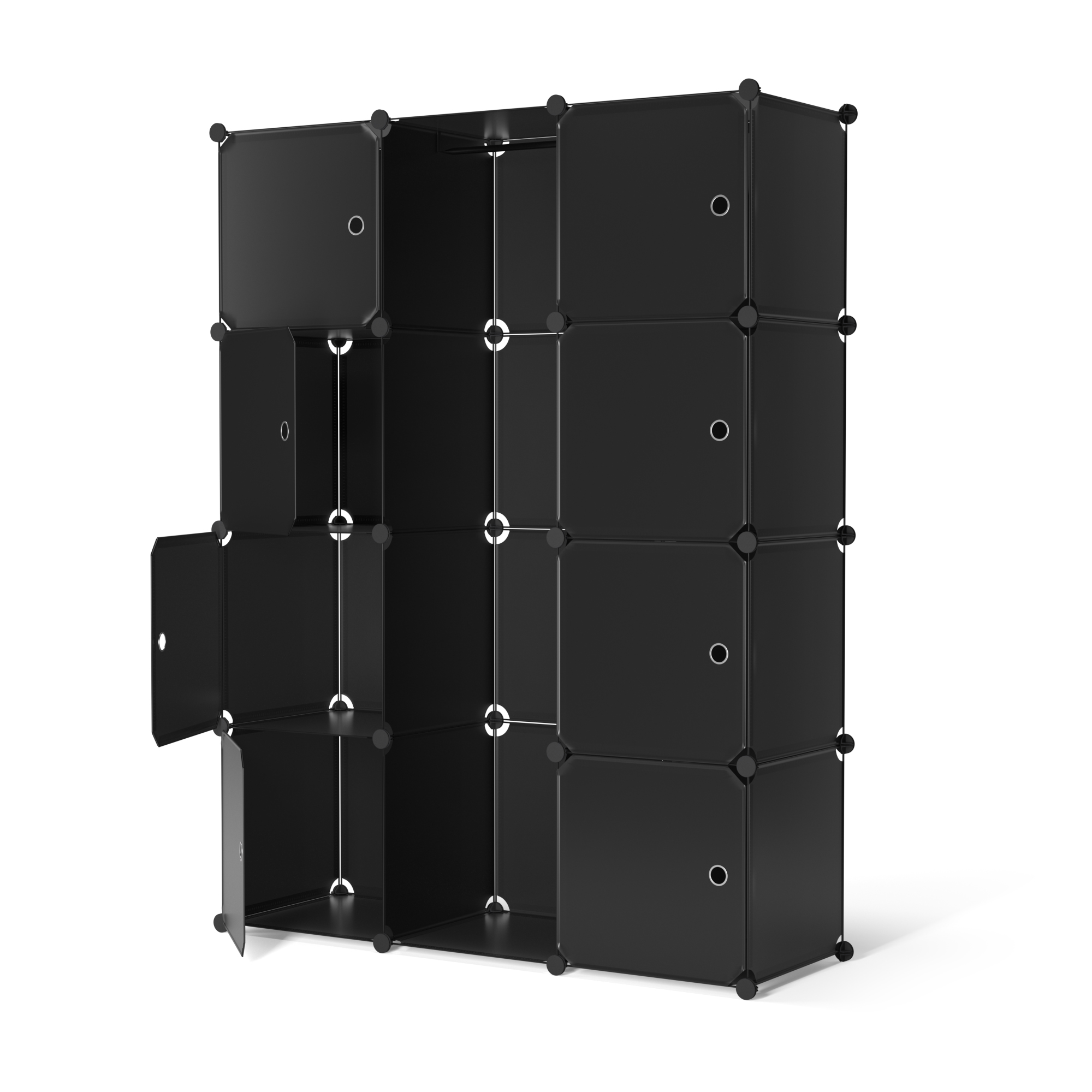 Kleiderschrank Steckregal schwarz 12 Boxen