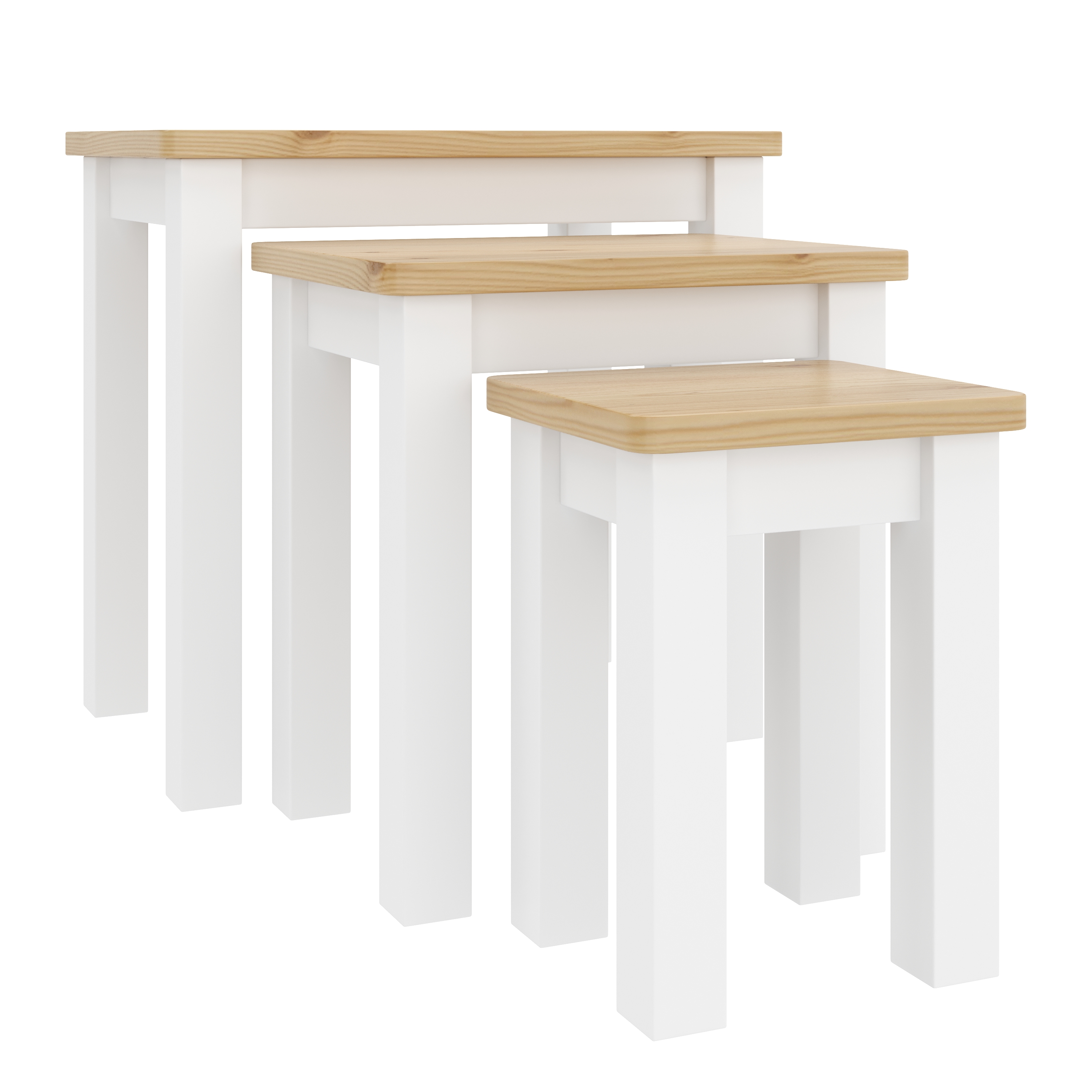 Beistelltisch Holz LUIGI 3-teilig natur/weiss