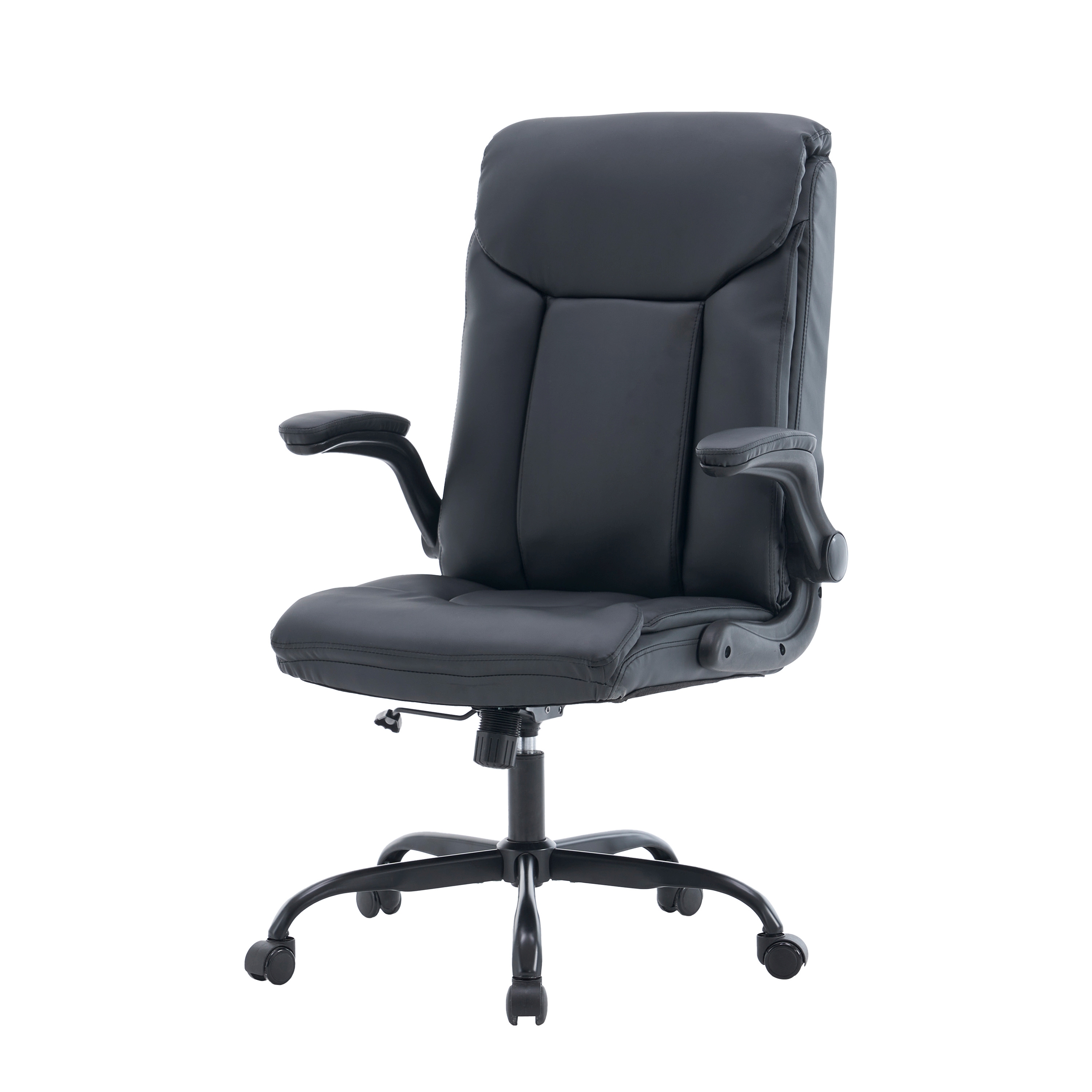 Bürostuhl Leder OPTIMUS schwarz