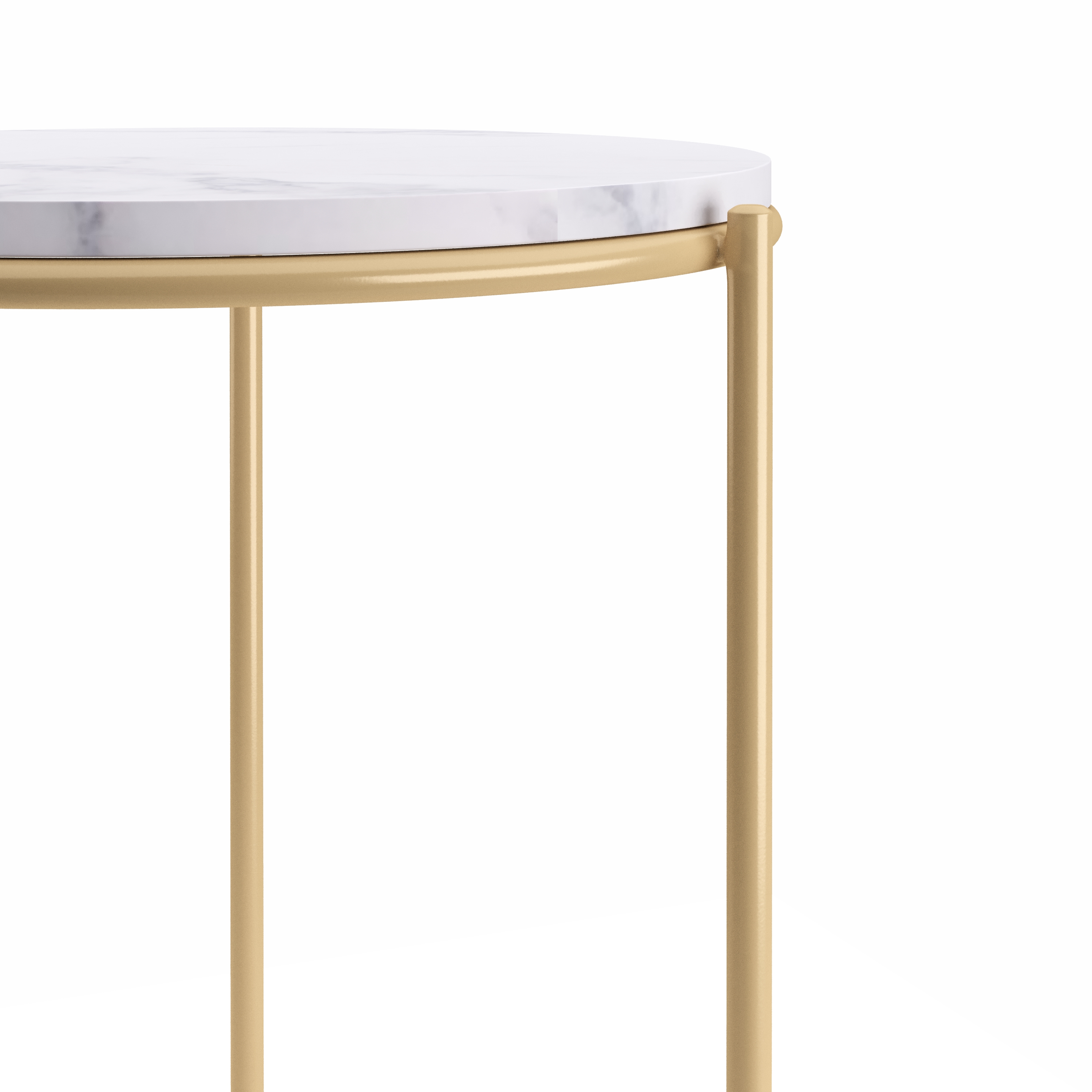 Beistelltisch ELMA rund weiss/gold