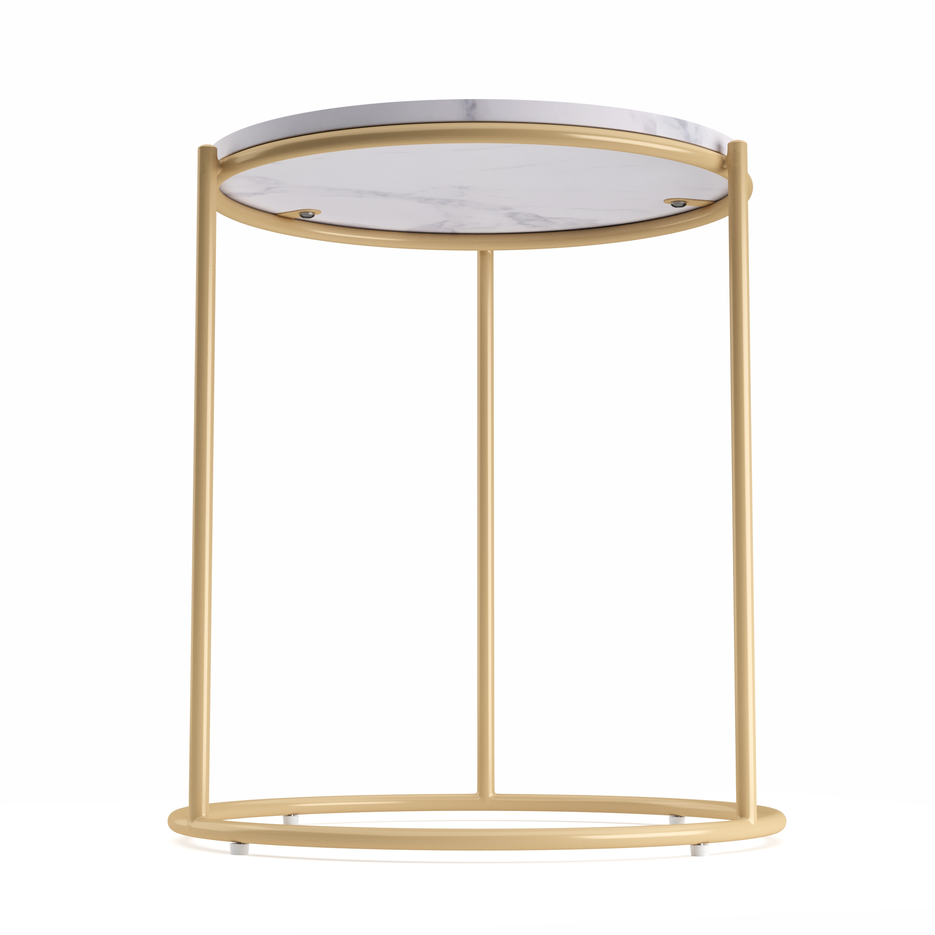 Beistelltisch ELMA rund weiss/gold