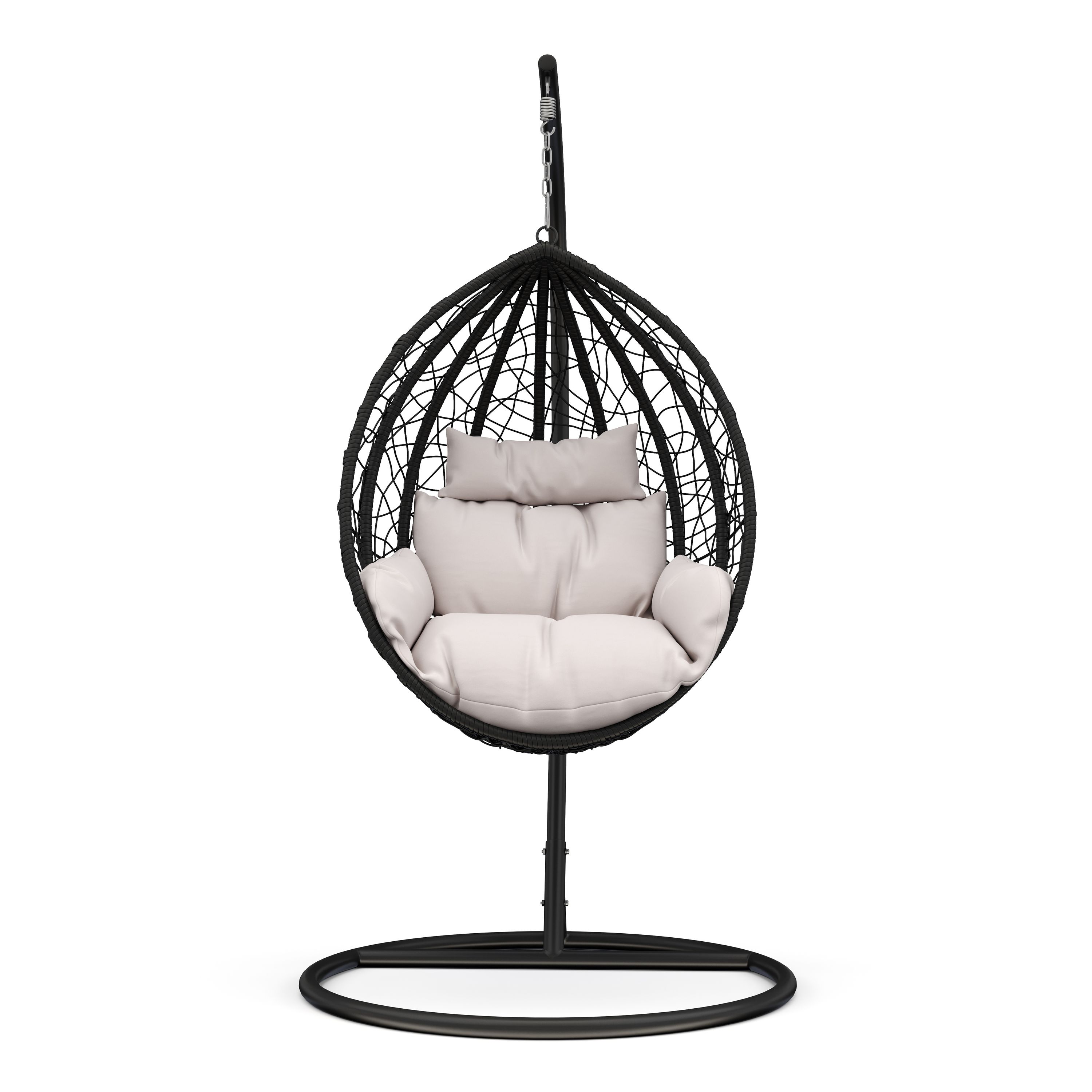 Hängesessel mit Gestell PANAMA schwarz/beige