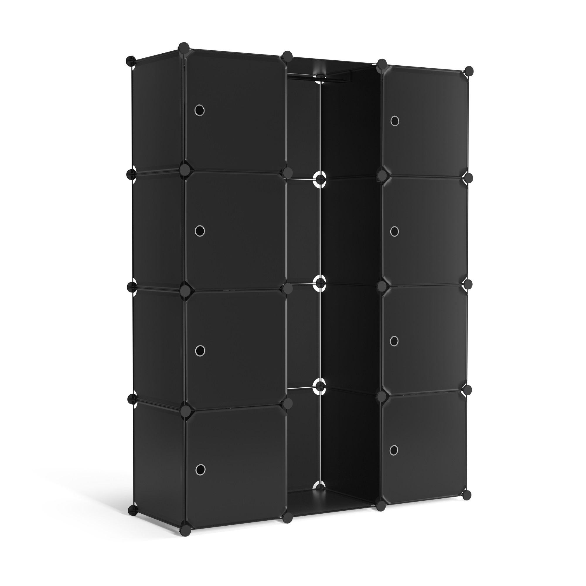 Kleiderschrank Steckregal schwarz 12 Boxen