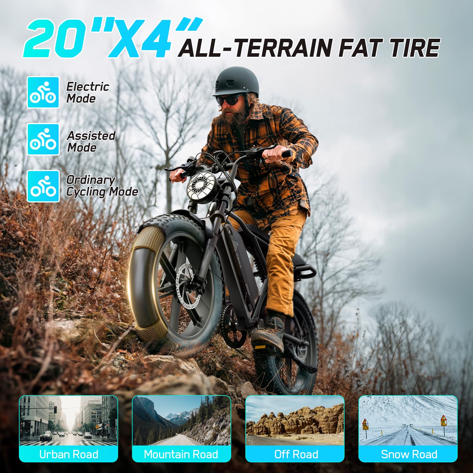 TST Electric Bike for Adults, 1500W Peak Brushless Motor 28 MPH 60 Miles/110 Miles Fat Tire E Bike with 48V 15Ah/ 25Ah Removable Battery 20 Electric Dirt Bike Hydraulic Suspension and 7-Speed