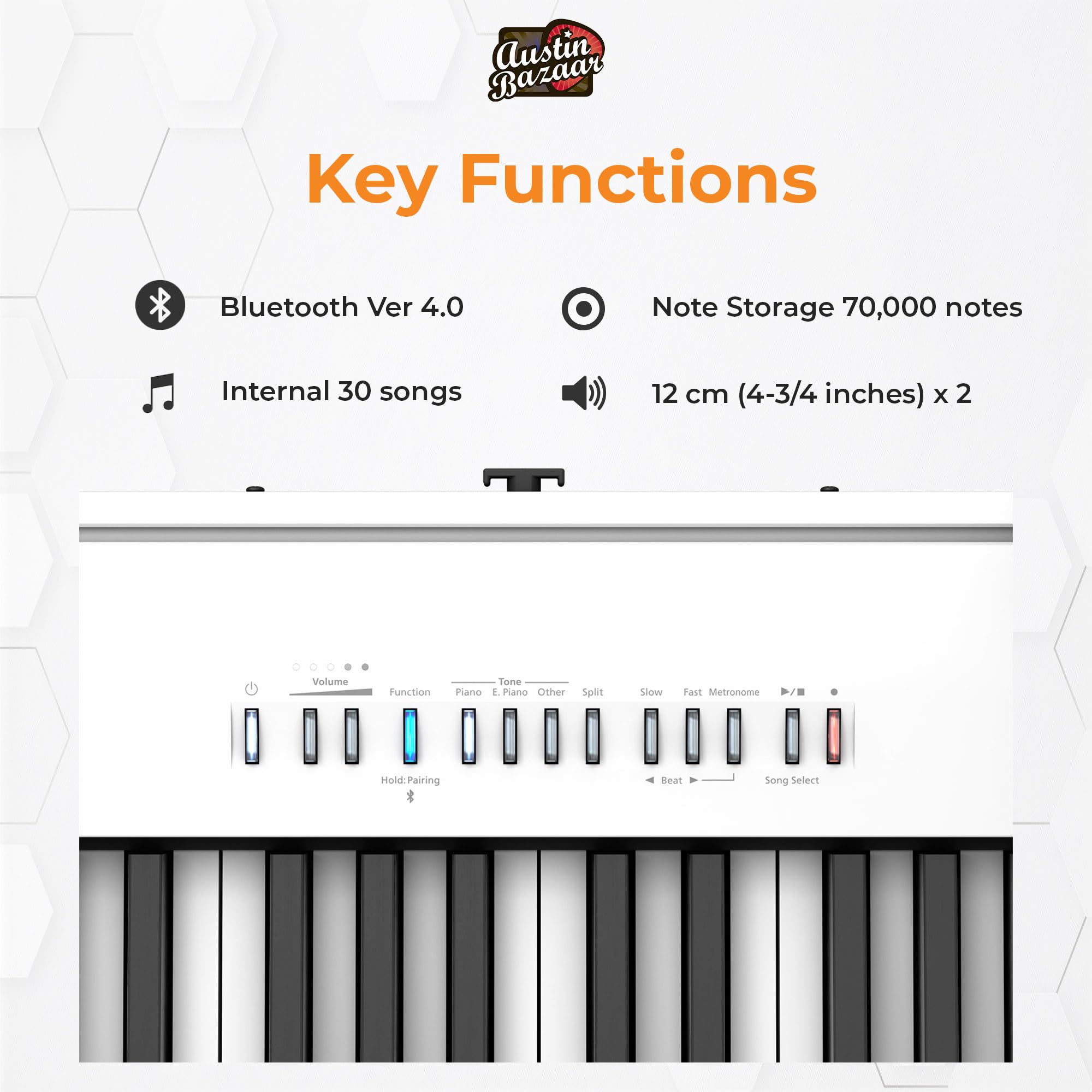 Roland FP-10 Digital Piano - Black Bundle with KSC-FP10 Stand, Bench, Sustain Pedal, Instructional Book, Online Lessons, Instructional DVD, and Austin Bazaar Polishing Cloth