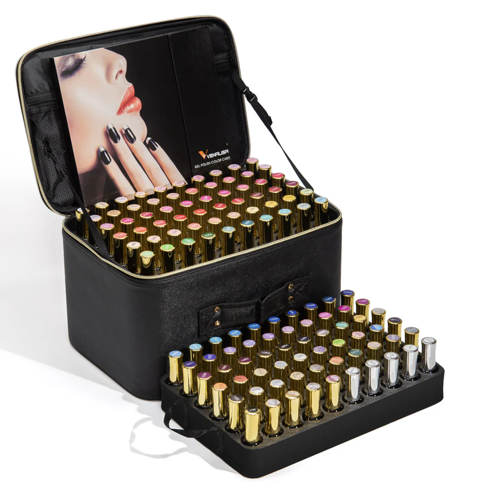 VENALISA 120 Pcs 12ML Gel Nail Polish Set with Base and Top Coat, Gel Polish Kit White Black Pink Blue Colors Soak Off UV LED Nail Gel Polish Sets Nail Art Starter Manicure Salon