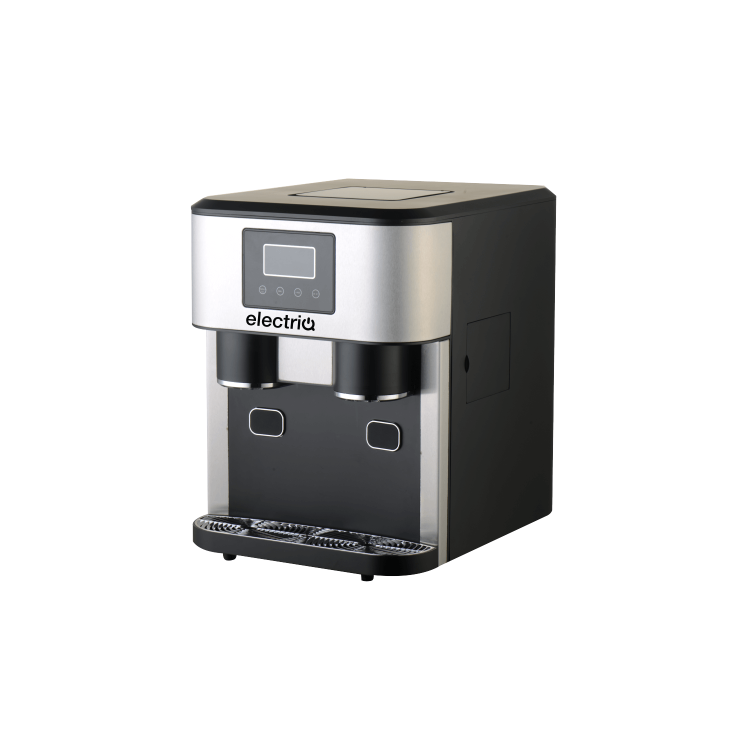 electriQ Countertop Ice Maker with Ice Crusher and Water Dispenser, Stainless Steel/Black