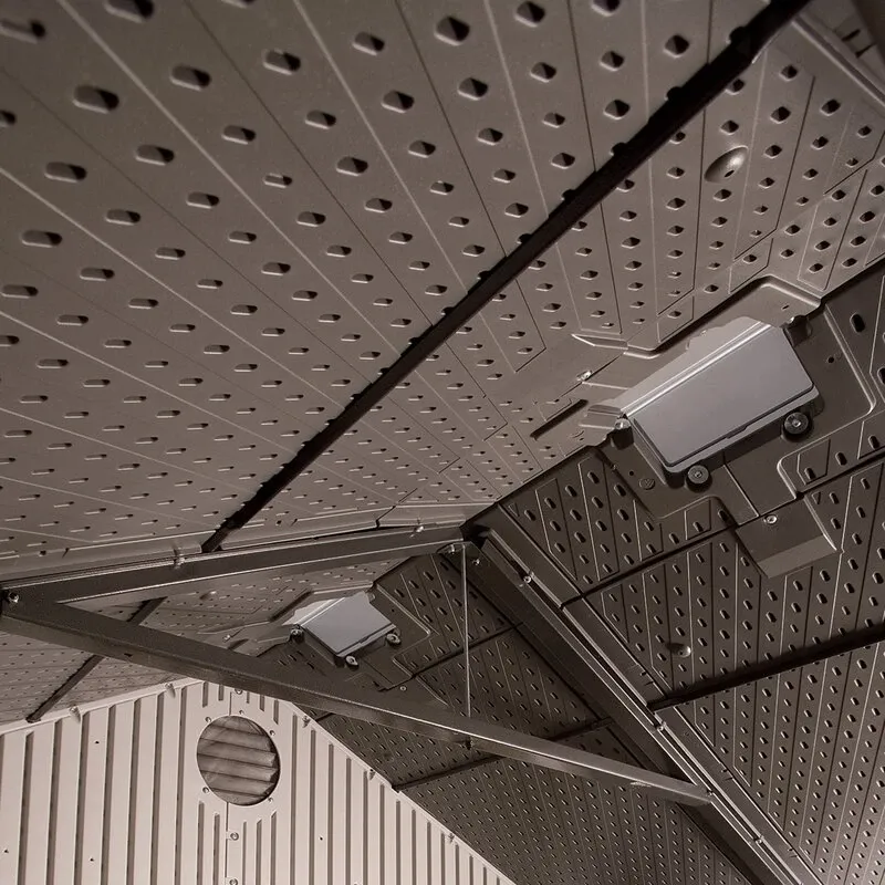 8' wide x 7' 4 deep plastic storage shed