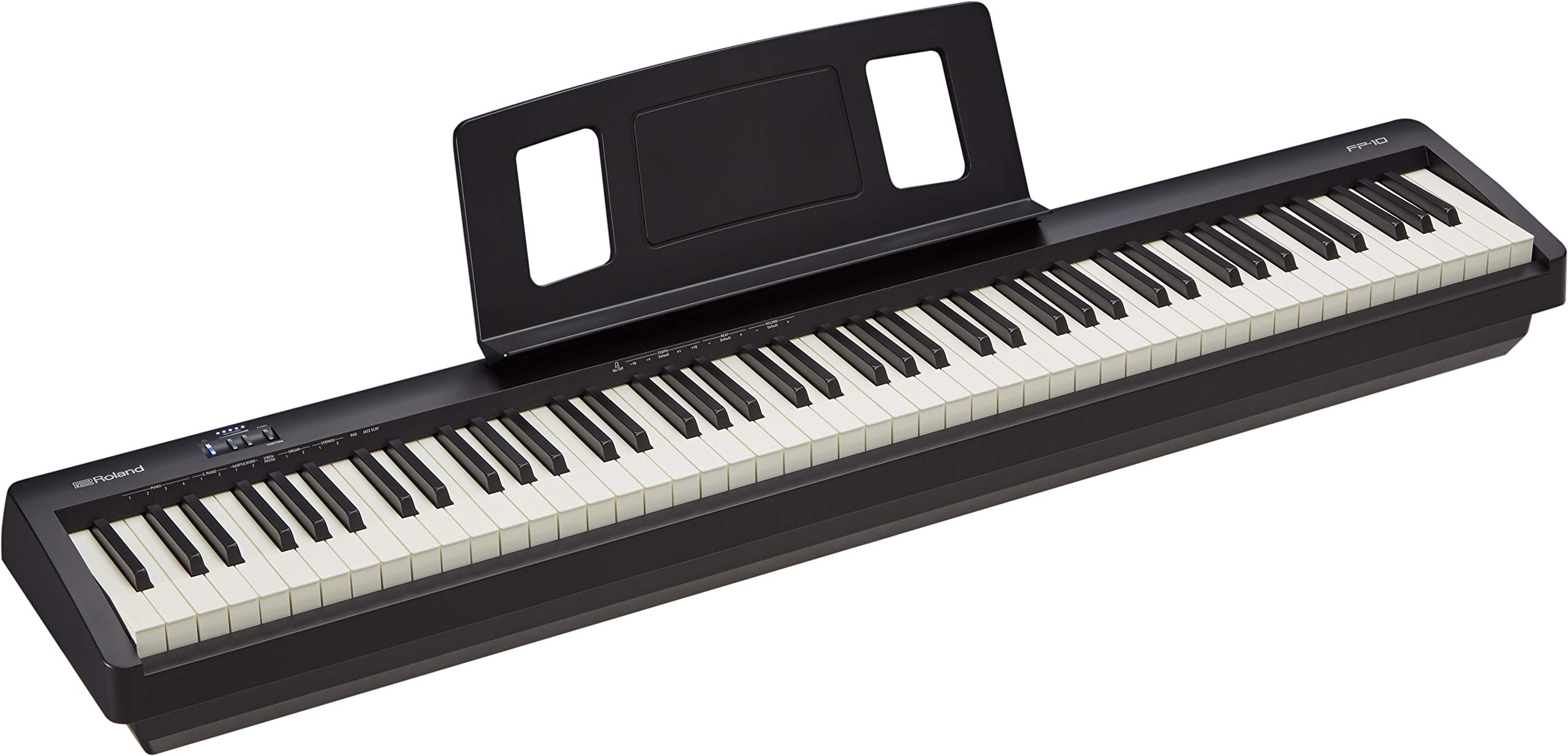 Roland FP-10 Digital Piano - Black Bundle with KSC-FP10 Stand, Bench, Sustain Pedal, Instructional Book, Online Lessons, Instructional DVD, and Austin Bazaar Polishing Cloth