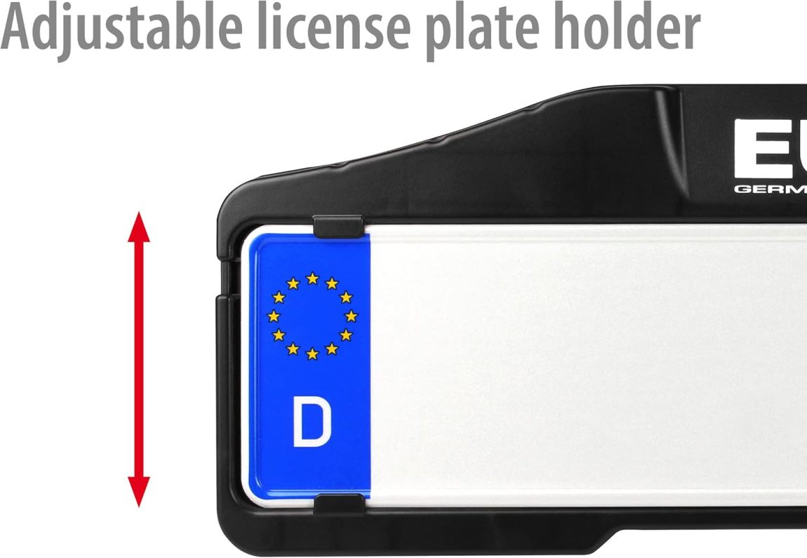 EUFAB 11523 Premium 2 Plus Bicycle Carrier, Suitable for E-Bikes, Large Tailgates, Fully Pre-Assembled, Anti-Theft Protection, for 2 Bicycles, for Trailer Coupling, Black/Grey, W x H x D Approx. 115 x