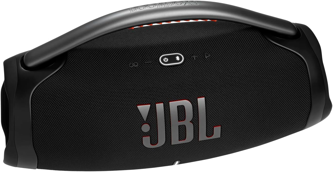 JBL Boombox 3 Black Portable Bluetooth Speaker with Massive Sound, Deepest Bass, IPX7 Waterproof, 24H Playtime, PartyBoost