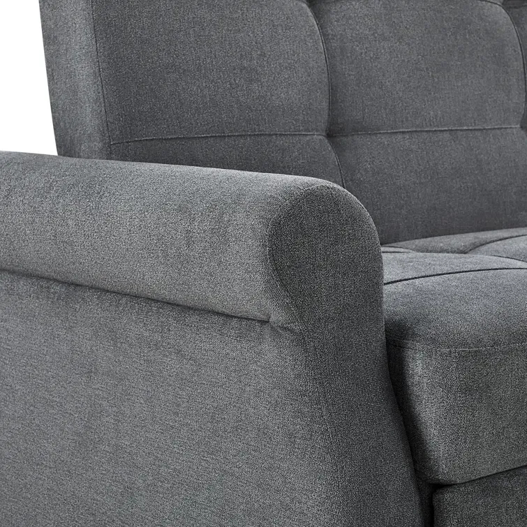 Serta Sabrina 73 Queen Rolled Arm Tufted Back Convertible Sleeper Sofa with Cushions (Dark Gray)