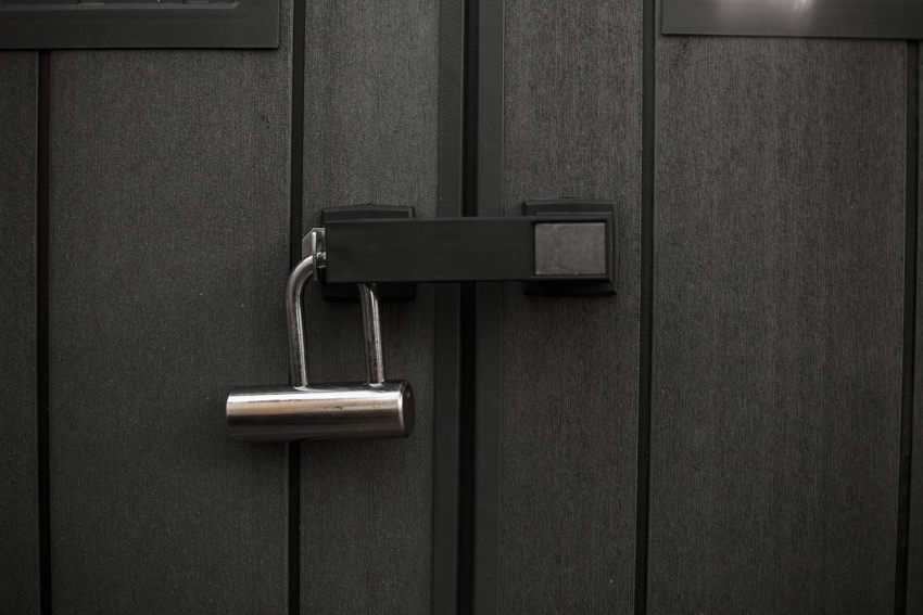 Keter Newton 7.5x11 Large Resin Outdoor Storage Shed Kit – Perfect to Store Patio Furniture, Garden Tools, Bike Accessories, and Lawn Mower, Mahogany Brown