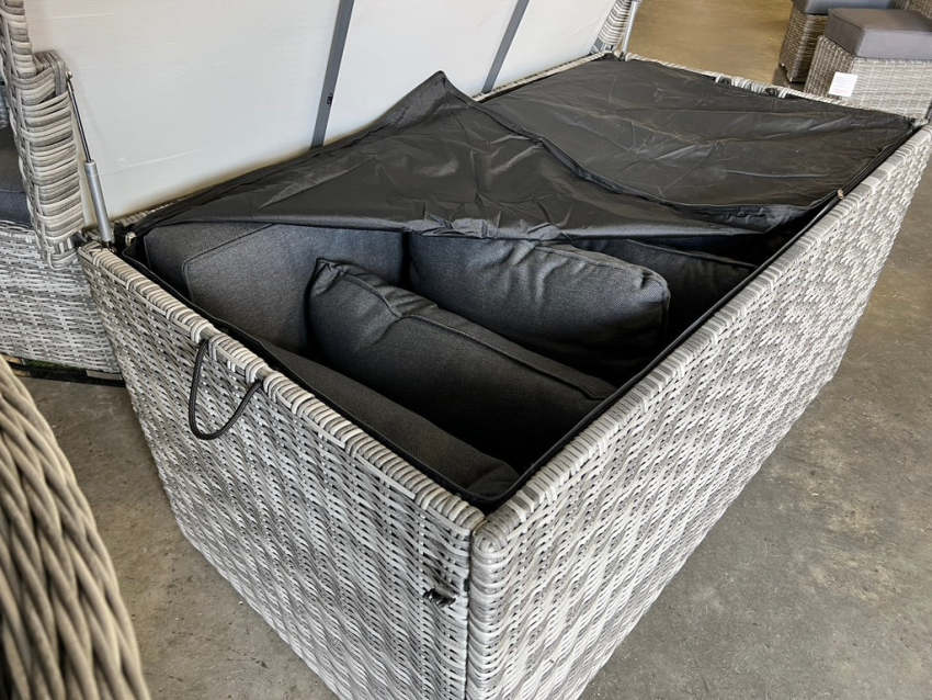 California Weather Proof Storage Chest Style Box with Liner in Grey Rattan Weave