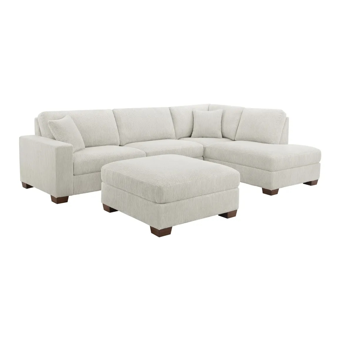 Thomasville Artesia Corduroy Fabric Sectional with Ottoman