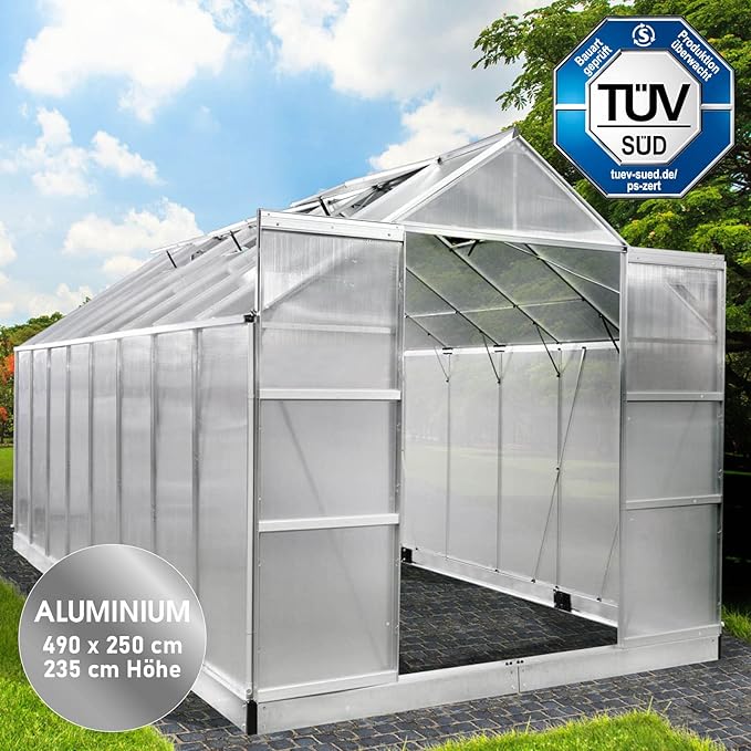 BRAST Premium Aluminum Greenhouse with Base – Weatherproof, Rustproof, TÜV Certified, Multiple Sizes Available