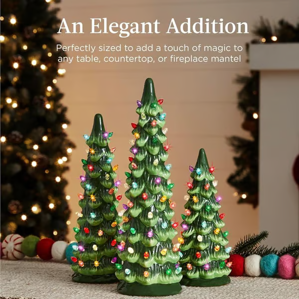 🎁🎄Retro Hand-Painted Tabletop Christmas Trees with Timer (⏰Limited Quantities Available)