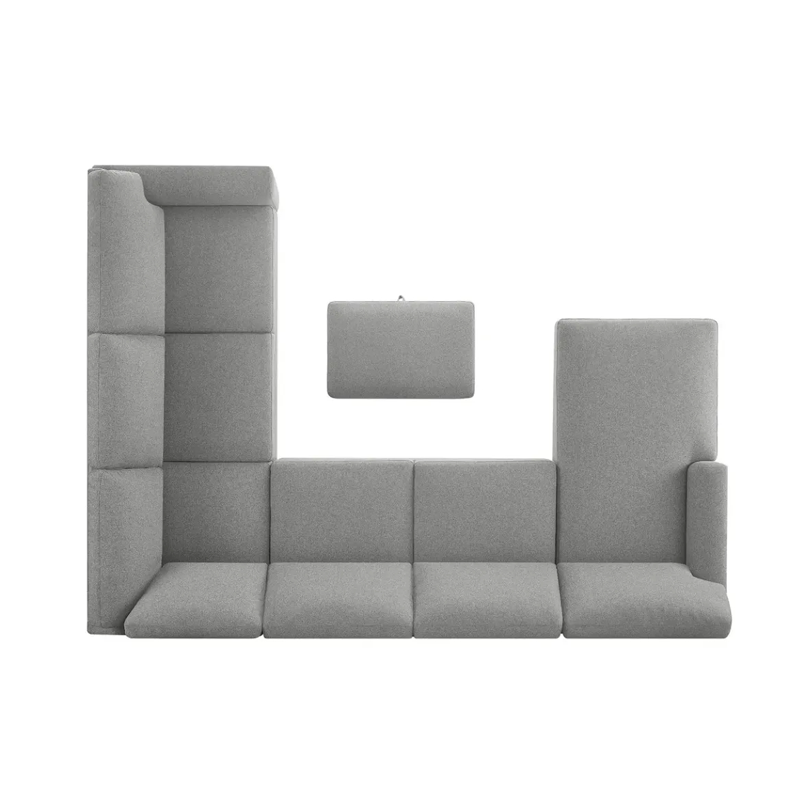 Thomasville Langdon Fabric Sectional with Chaise and Storage Ottoman, Gray