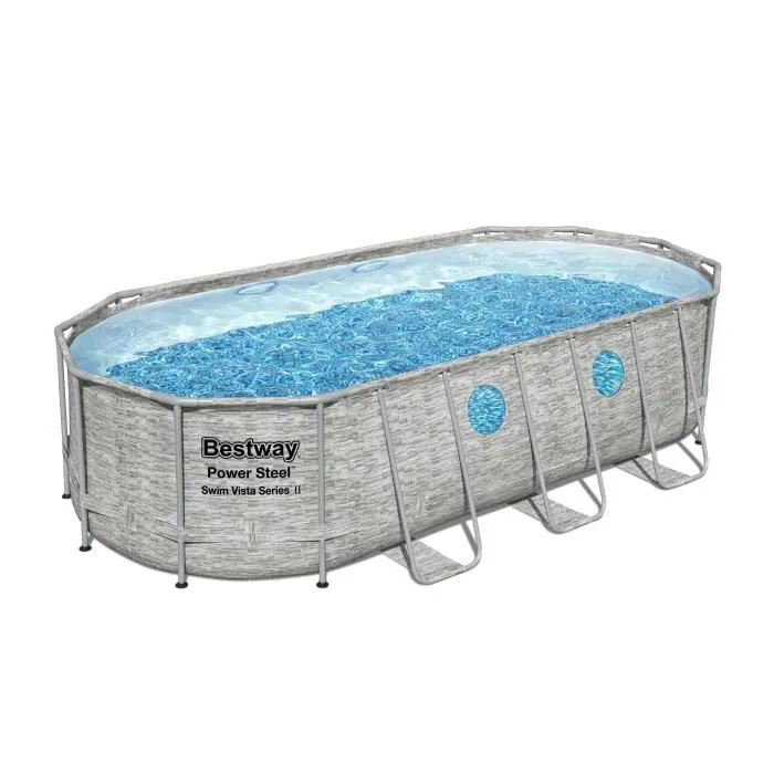 Above Ground Pool Kit - BESTWAY - Power Steel - 549 x 274 x 122 cm - Oval (With filtration pump, ladder, cover)