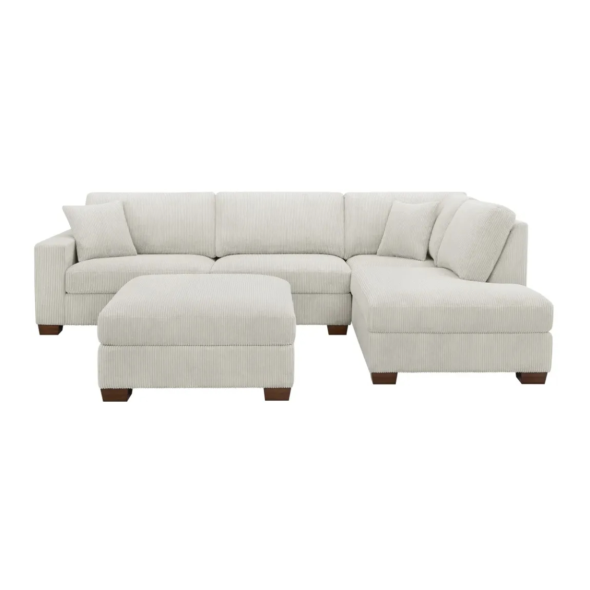 Thomasville Artesia Corduroy Fabric Sectional with Ottoman