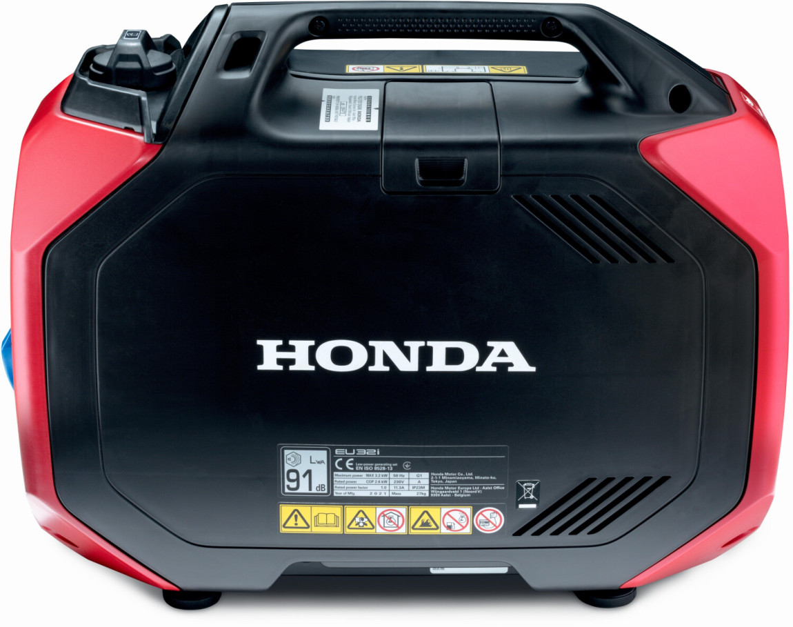Honda EU32i Petrol Generator: 3.2kW Max Power, 8.6h Runtime, 4.7L Tank - 4-Stroke for Outdoor/Emergency Use