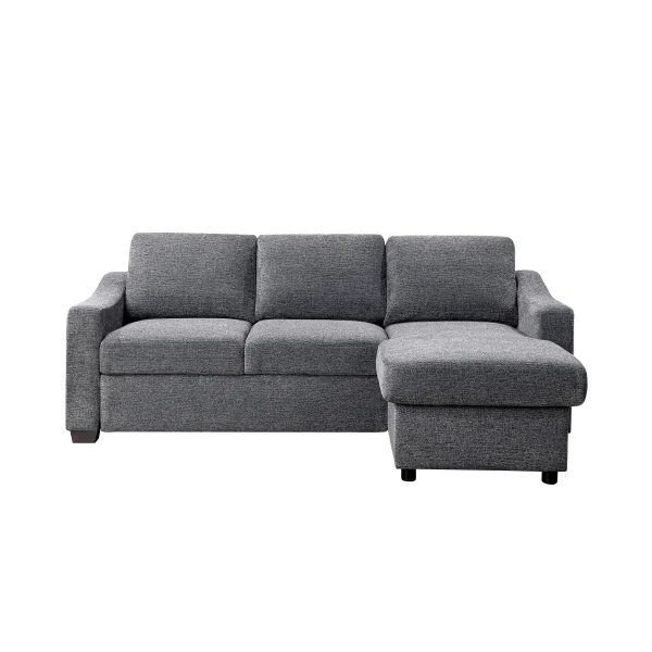 Coddle Aria Fabric Sleeper Sofa with Reversible Chaise and Storage, Gray
