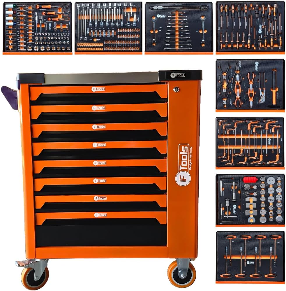 toolcar F-Tools Red XXL workshop trolley tool trolley filled with tools