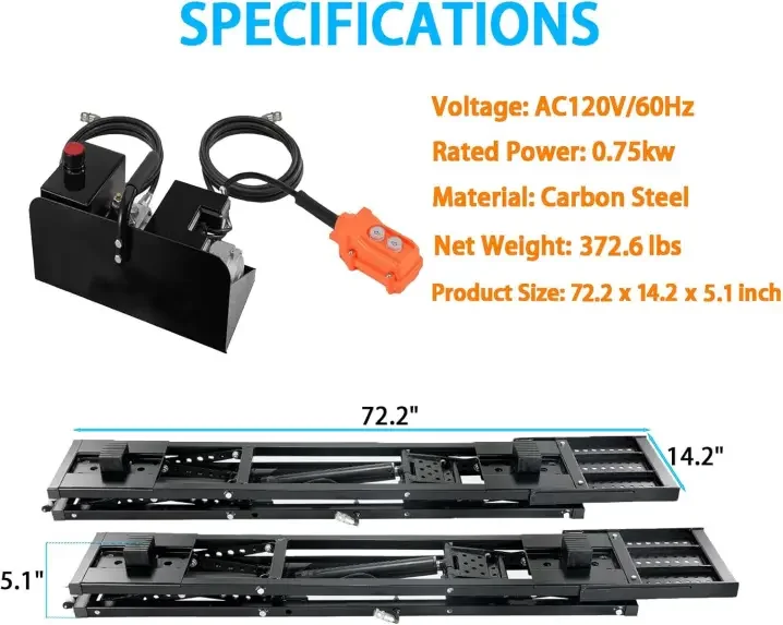 Portable Car Lift - 5000 lb/7000 lb Capacity, Adjustable Height, Heavy Duty Carbon Steel Truck Lift, 120V Power Supply (Black, 7000 lb)