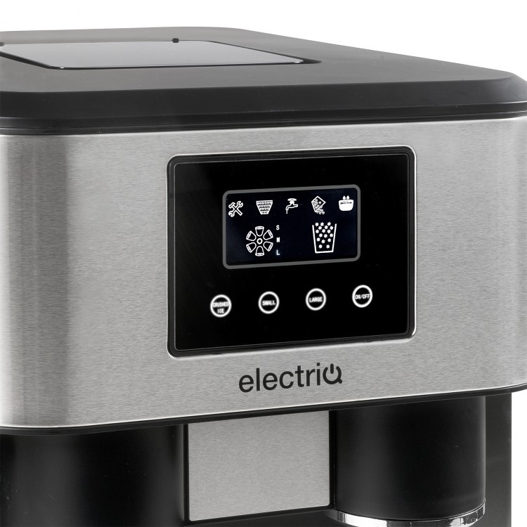 electriQ Countertop Ice Maker with Ice Crusher and Water Dispenser, Stainless Steel/Black