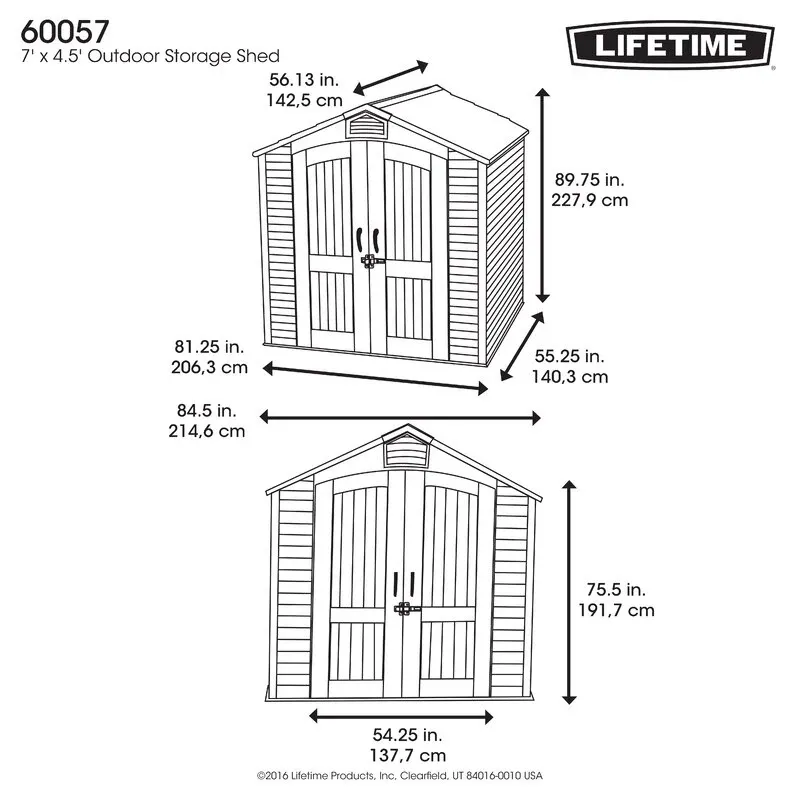 7' wide x 4' 7 deep plastic storage shed