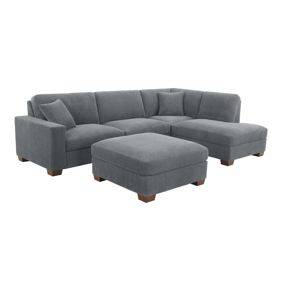 Thomasville Artesia Corduroy Fabric Sectional with Ottoman
