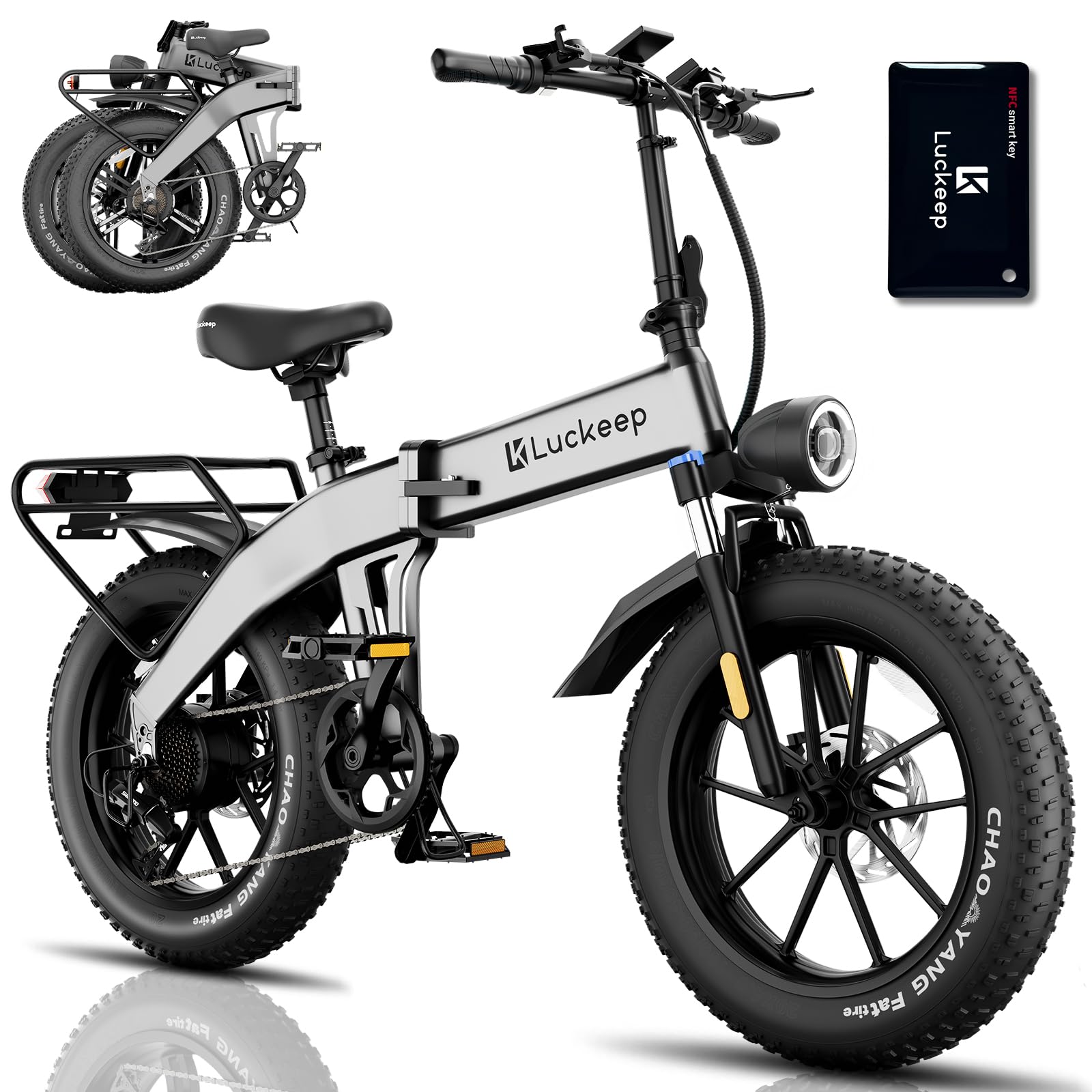 Folding Electric Bike for Adults 1500W Peak Motor, 28MPH 60 Miles,720WH Battery 20 x 4.0 Fat Tire Foldable Ebikes for Adults NFC/Anti-Theft/Hydraulic Brakes E-Bbike Commuter Men