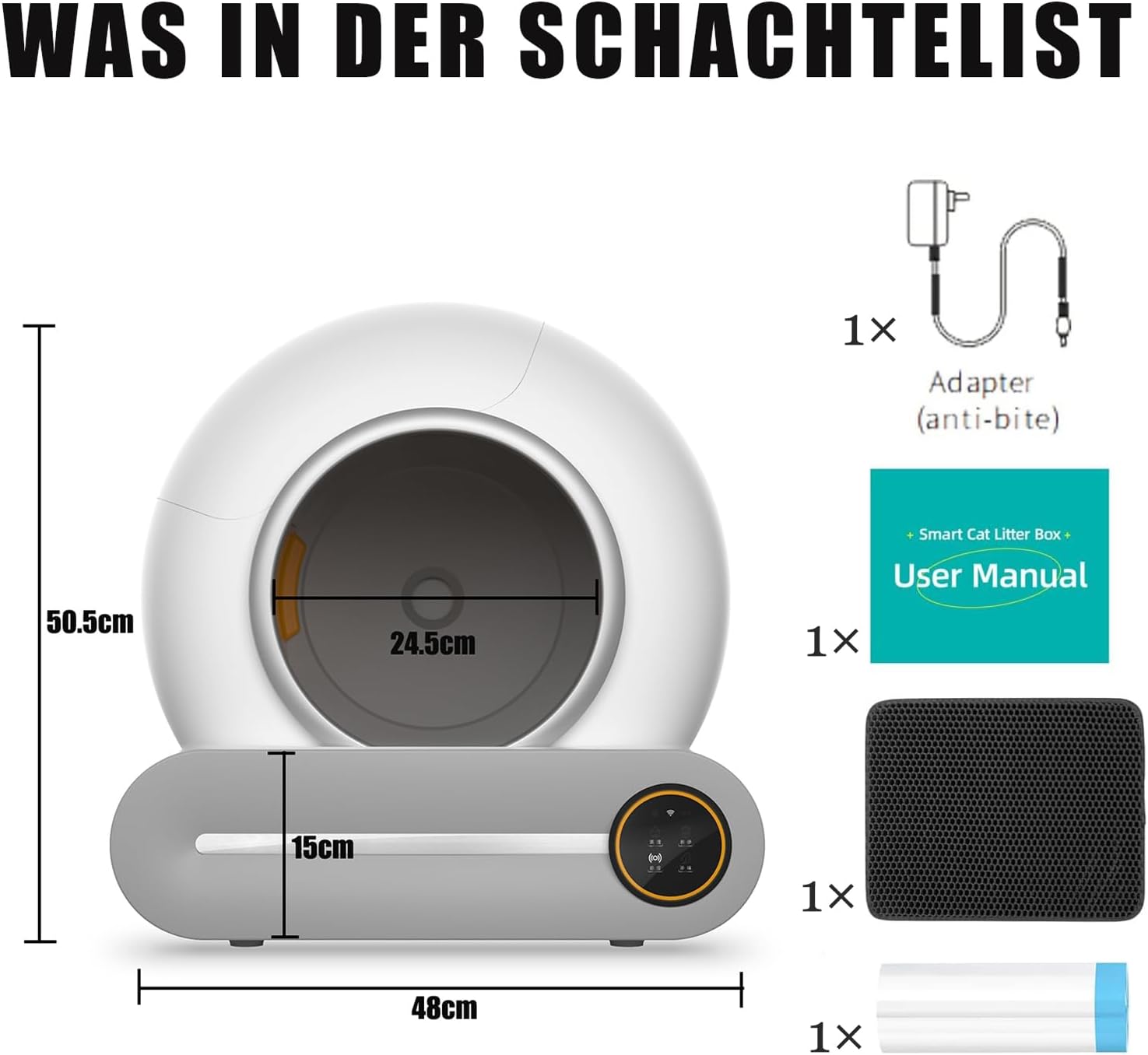RMAN Self-Cleaning Cat Litter Box Electric with Waste Bag and Mat Large Capacity/App Control/Smart Health/Safe Alert/for Multiple Cats
