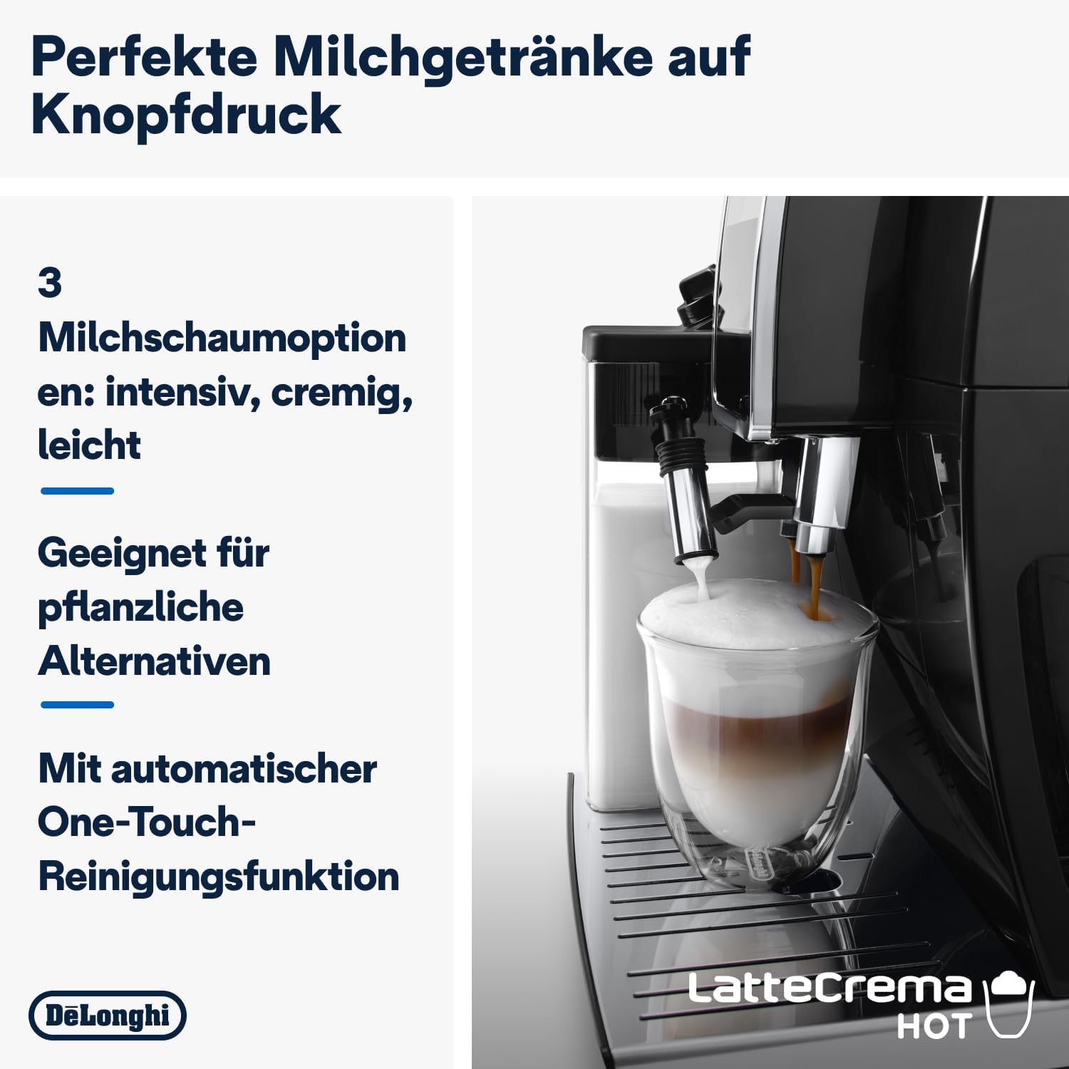 De'Longhi Dinamica Plus ECAM382.70.B, Fully Automatic Coffee Maker for Coffee Beans, Cappuccino Machine with LatteCrema Hot, Espresso Machine with 18 Recipes, 3.5 Inch TFT Display