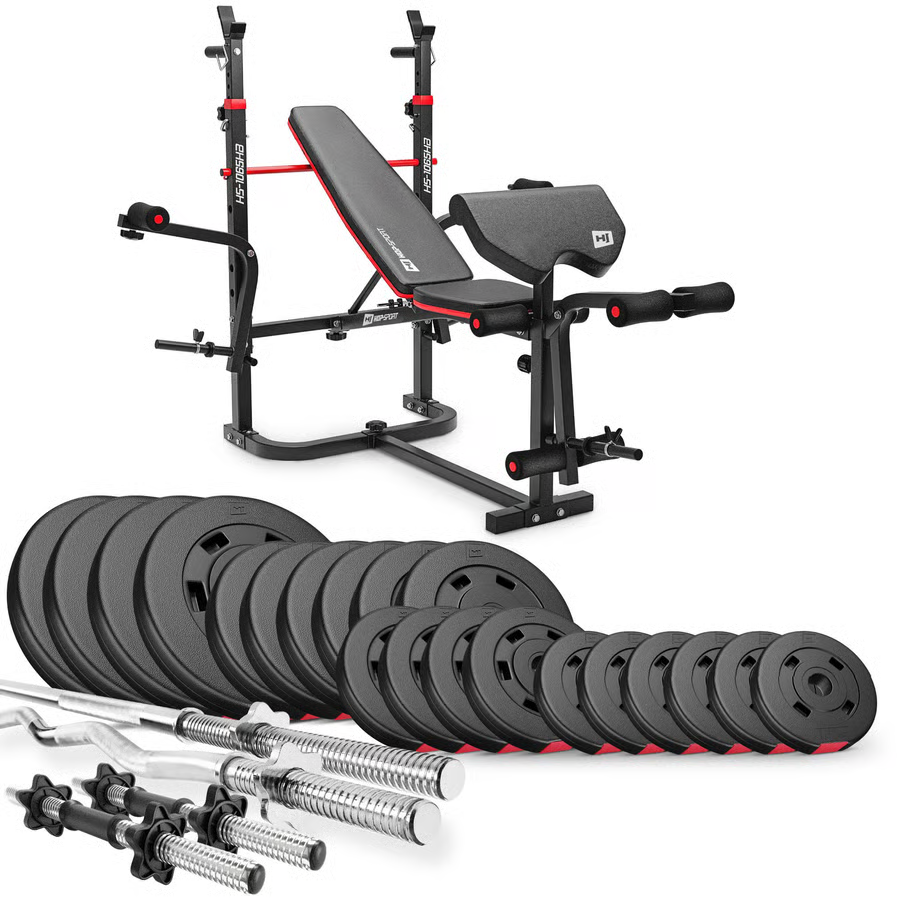 Hop-Sport plastic dumbbell set with weight bench 1065