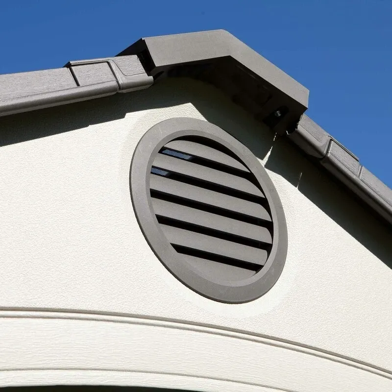 8 feet. Width x 10 feet. D plastic traditional storage shed