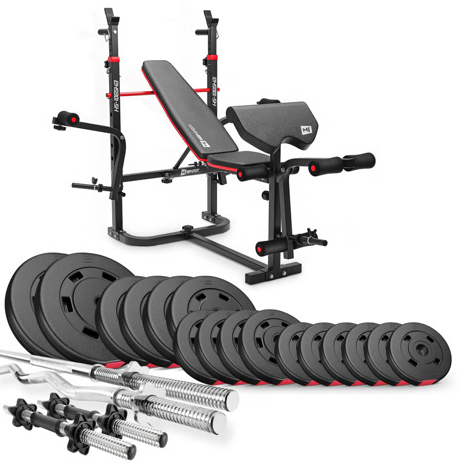 Hop-Sport plastic dumbbell set with weight bench 1065