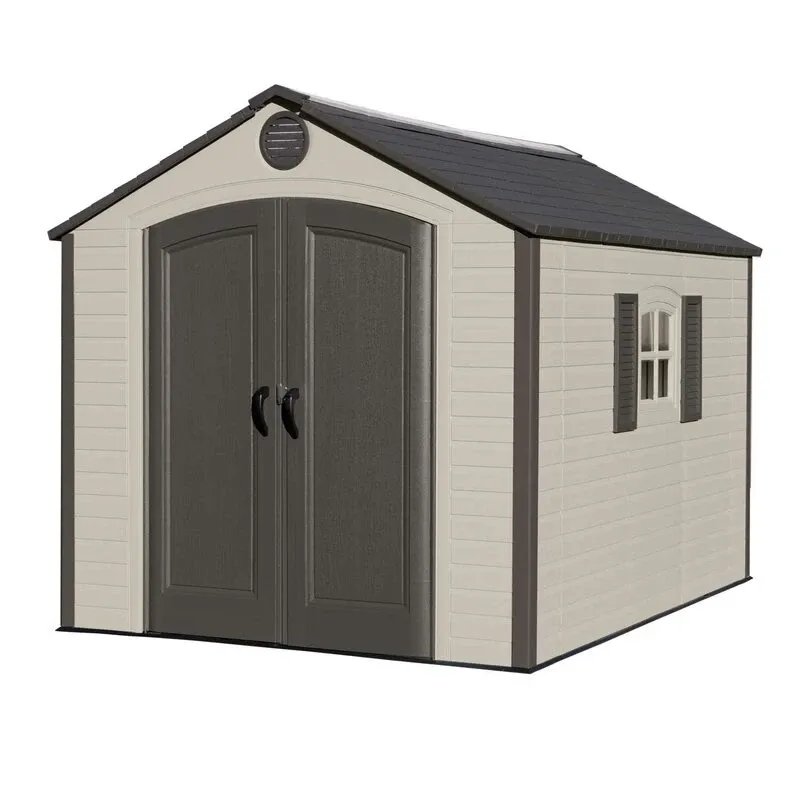 Side 10' wide x 8' deep plastic storage shed