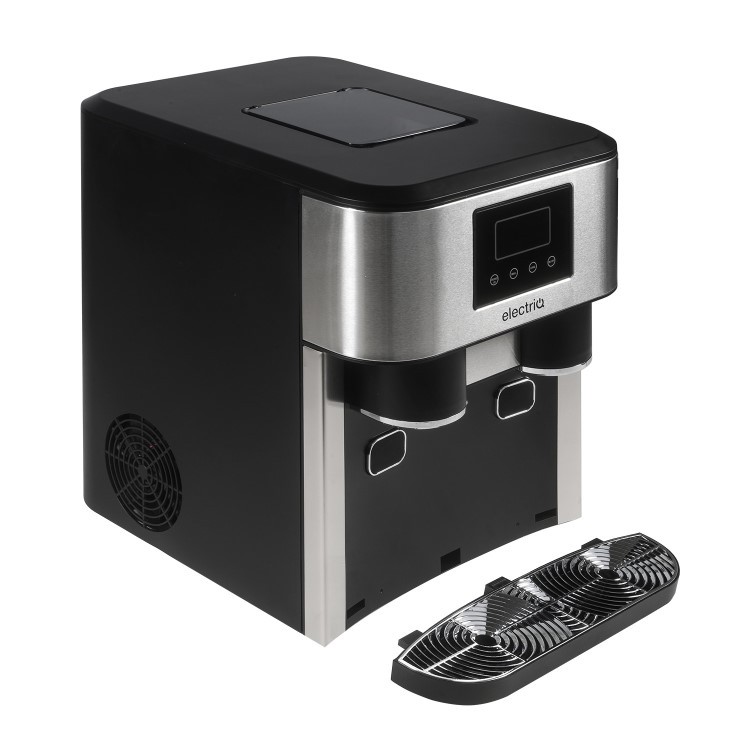 electriQ Countertop Ice Maker with Ice Crusher and Water Dispenser, Stainless Steel/Black