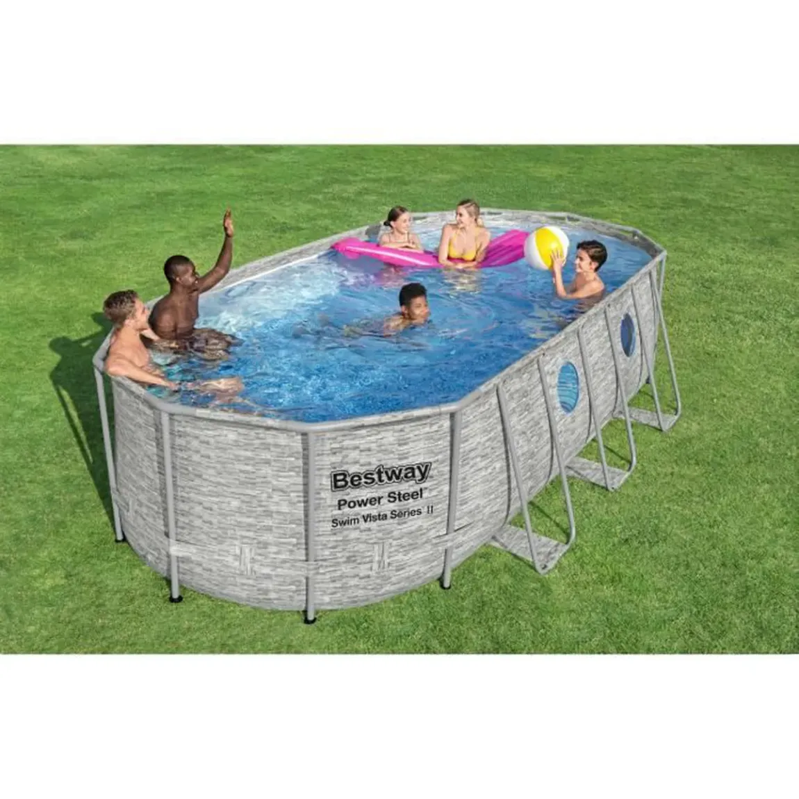 Above Ground Pool Kit - BESTWAY - Power Steel - 549 x 274 x 122 cm - Oval (With filtration pump, ladder, cover)