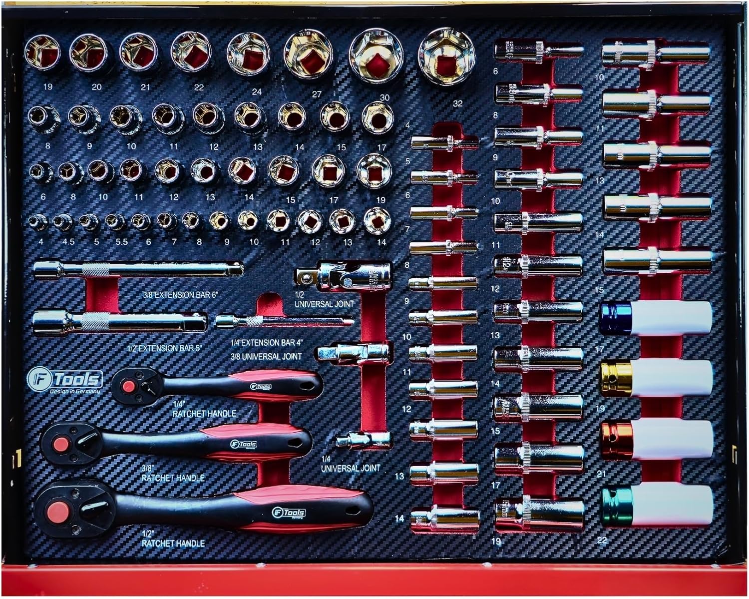 toolcar F-Tools Red XXL workshop trolley tool trolley filled with tools