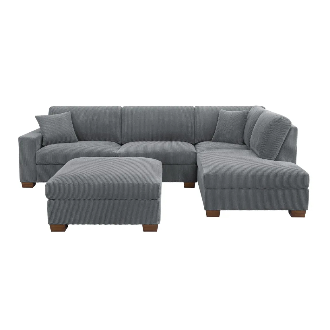 Thomasville Artesia Corduroy Fabric Sectional with Ottoman