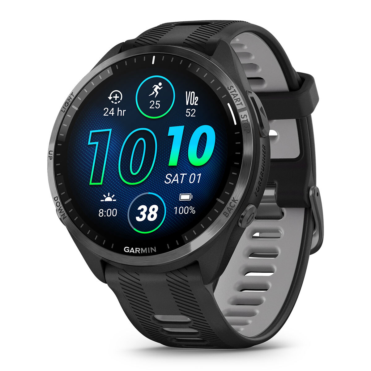 Garmin Forerunner® 965 Running Smartwatch, Colorful AMOLED Display, Training Metrics and Recovery Insights, Black and Powder Gray, 010-02809-00
