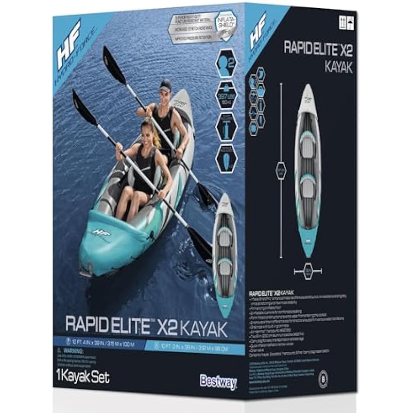 Bestway Hydro Force Inflatable Kayak Set | Includes Seat, Paddle, Hand Pump, Storage Carry Bag | Great for Adults, Kids and Families