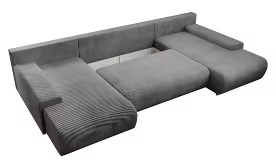 Corner sofa Credo corner sofa U-shaped, with sleeping function and bed box, U-shaped couch (dark gray)