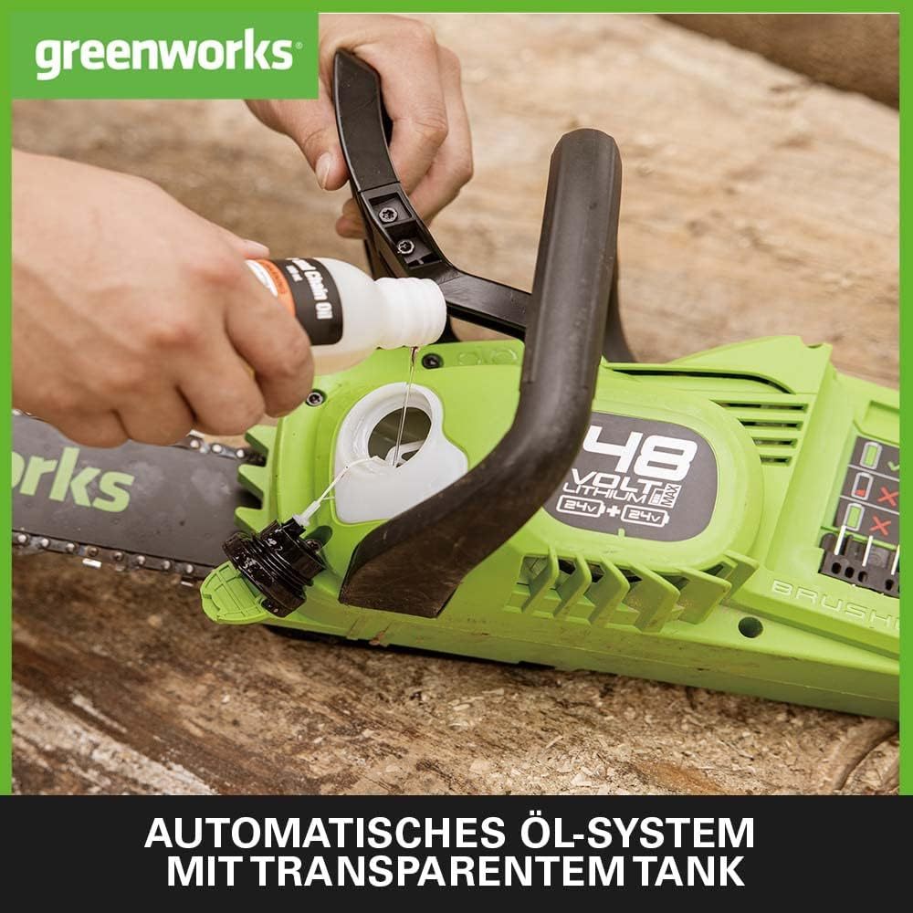 Greenworks 48 V (2 x 24 V) Battery Chainsaw with Brushless Motor GD24X2CS36K4X